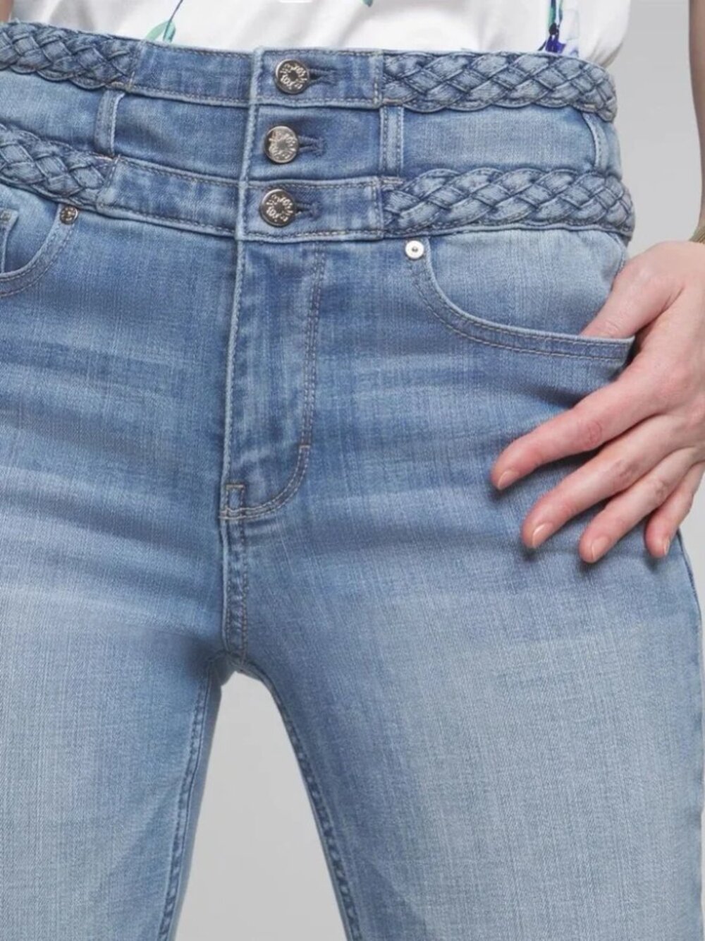 WHBM Extra High-Rise Everyday Soft Denim™ Braided Slim Ankle Jeans 10